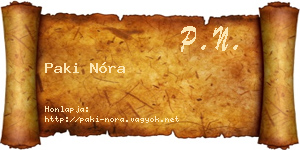 Paki Nóra névjegykártya